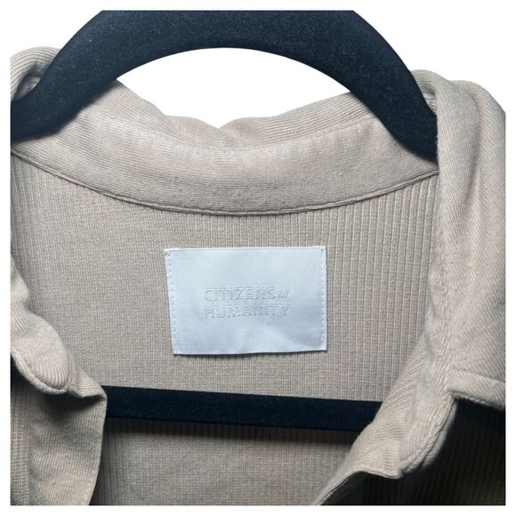 Citizens of Humanity Liu Organic Cotton Ribbed Polo Collared Bodysuit Tan XS - Picture 4 of 8